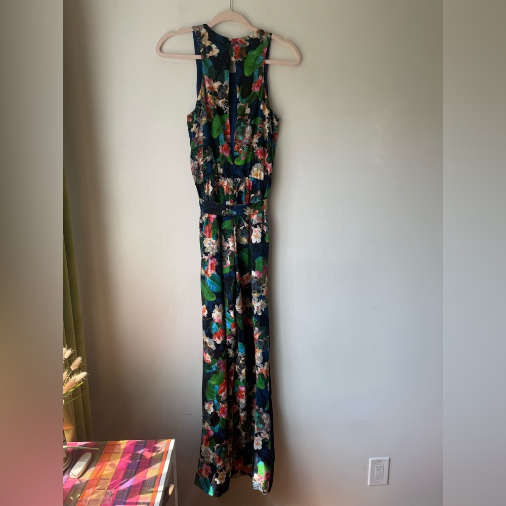 Karen Millen Navy Tropical Floral Belted Jumpsuit 6 - Picture 7 of 8